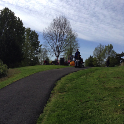 Trail leading down from the playground – hard surface trail
